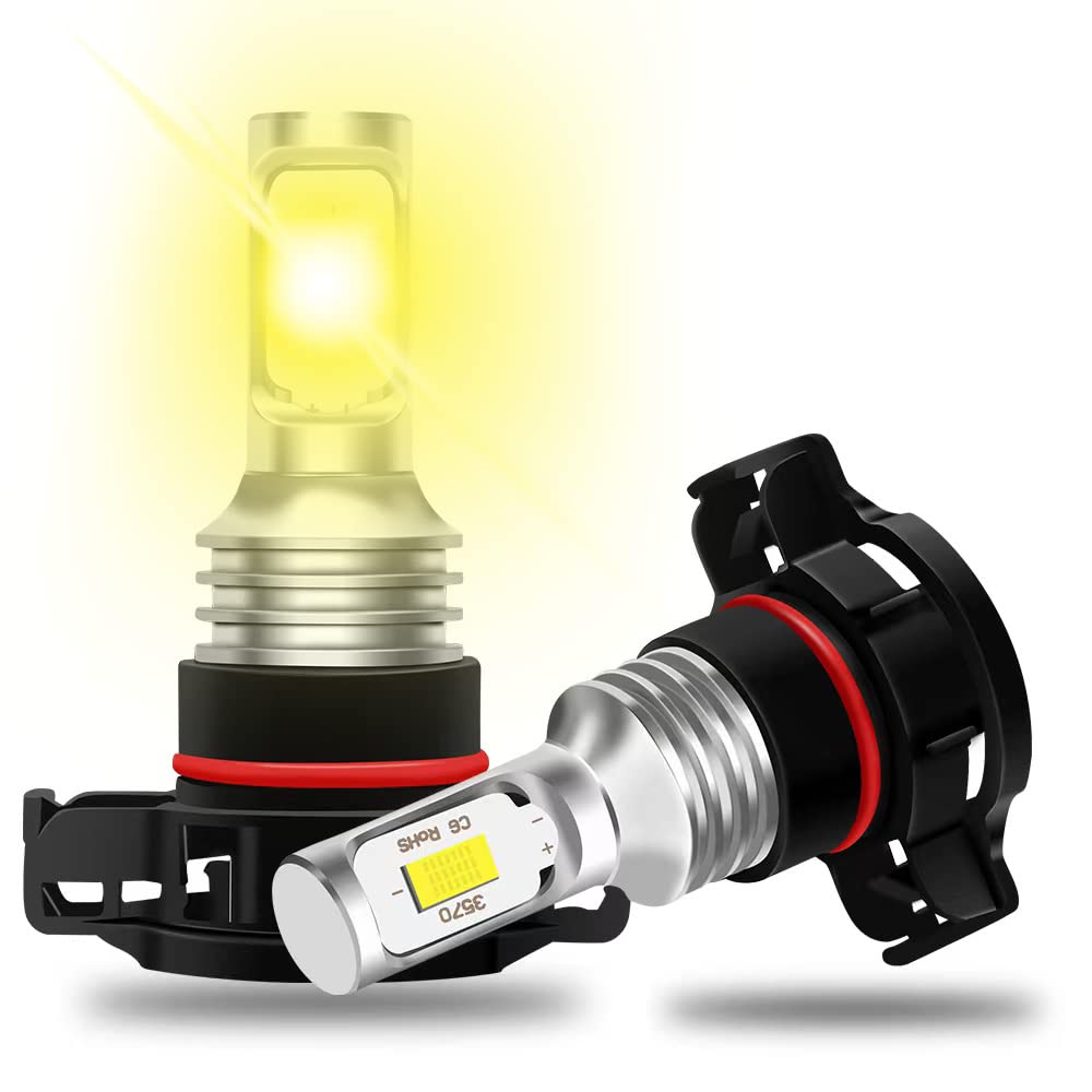 2504 PSX24W LED Light Bulbs yellow 3000k,6000LM Super Bright High Power CSP Chips,Plug n Play,12276 2504 PSX24W LED Bulbs for DRL Replacement(Pack of 2)