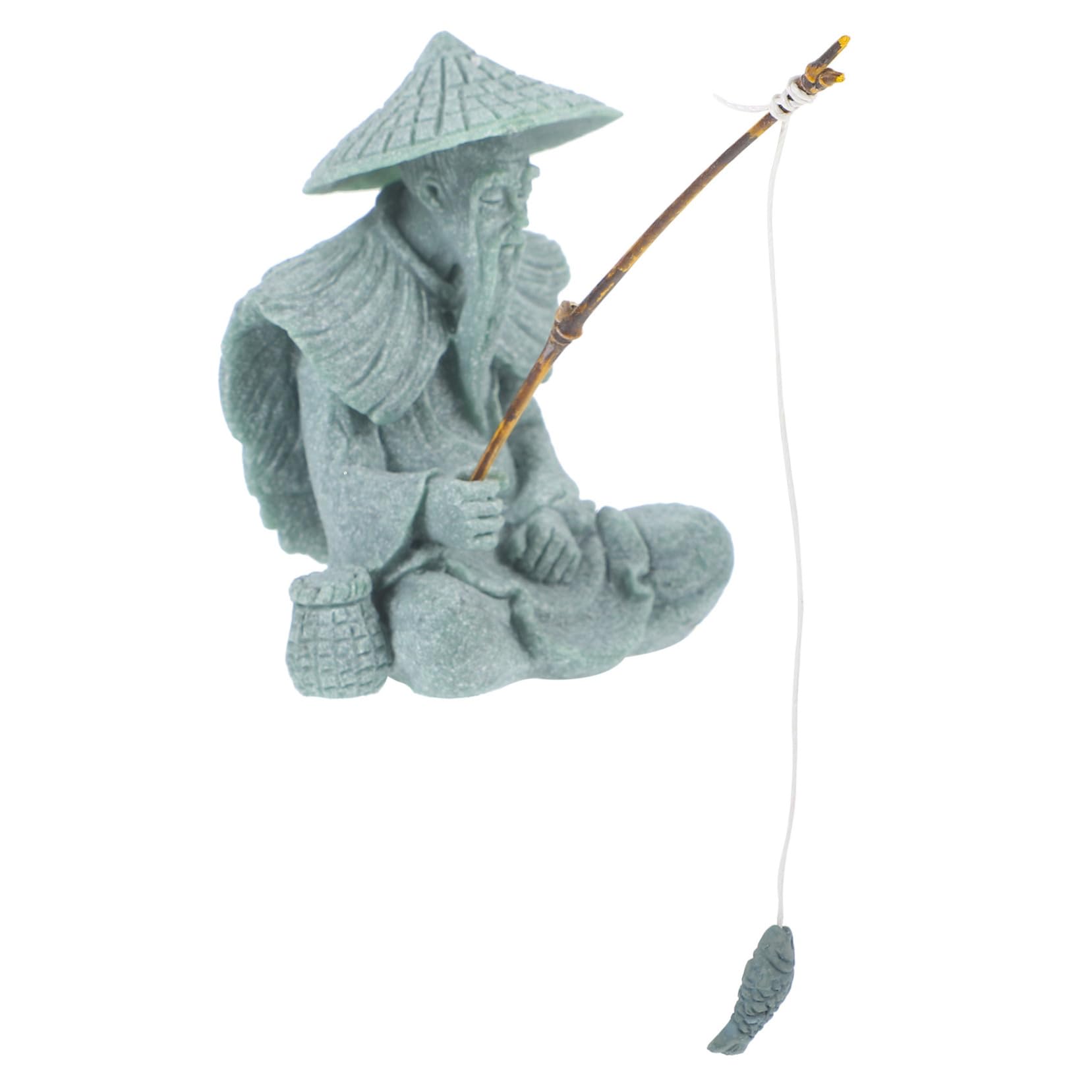 PRETYZOOM 4 Pezzi Rockery Fish Tank Piccola Statua Delicata Del Pescatori Acquario Decor Acquario Decorazioni Sabbia Bonsai Figurina Falso Vuoto Spiaggia Mini Acqua Verde
