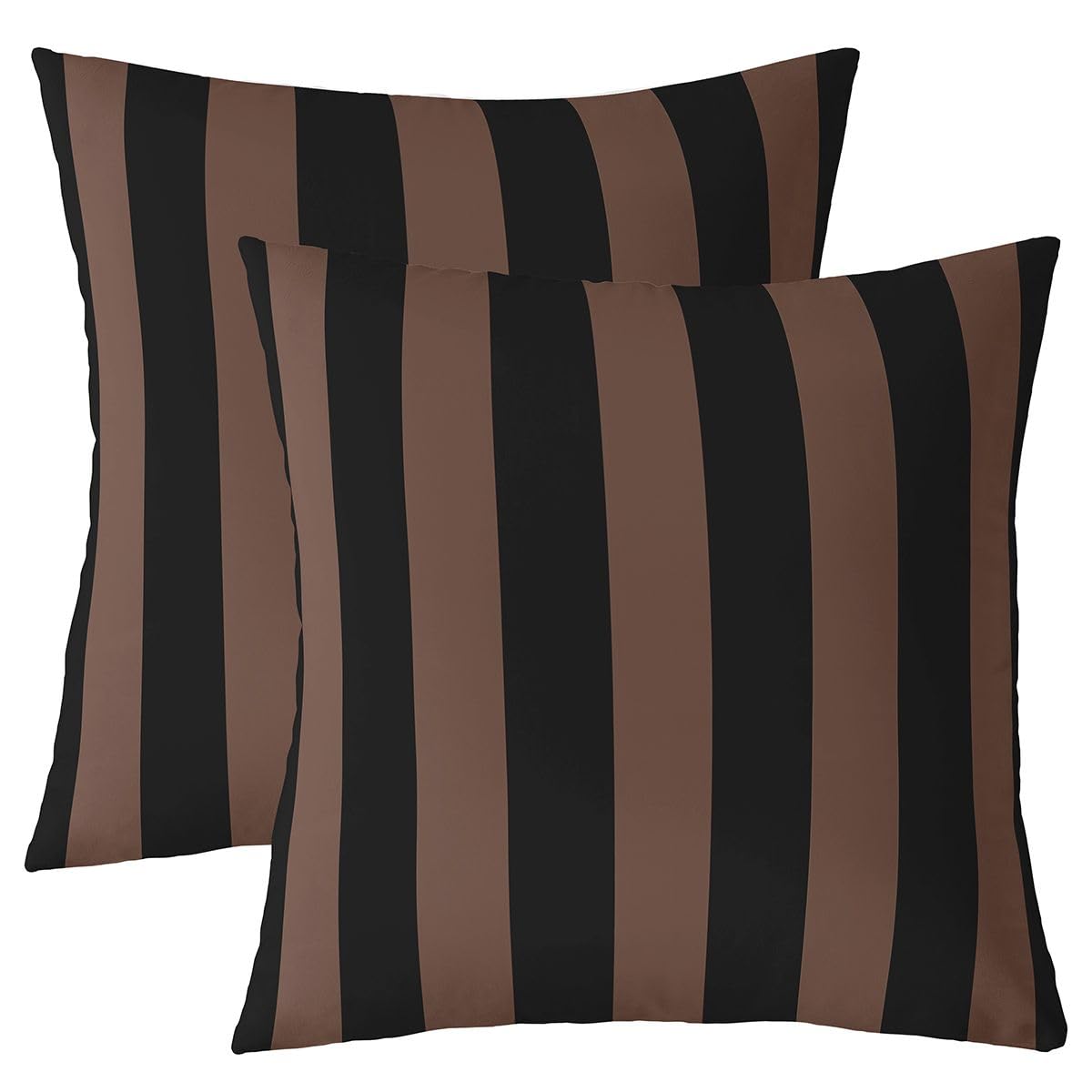 Homewish Black Brown Striped Set of 2 Decorative Cushion Covers 40 x 40 cm — image 1