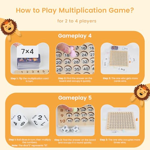 Wooden Montessori Multiplication Board Game, Educational Toy Multiplication Math Table Board Game for Kids 3-10, Toddlers Multiplication Chart Math Games Montessori Counting Toy - Image 4