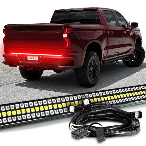 OPT7 Plug'n'Play Bundle for 2019-2021 Chevy Silverado/GMC Sierra 1500 – 60" Redline Triple Row LED Tailgate Light Bar w/Sequential Red Turn + Easy Connect Harness