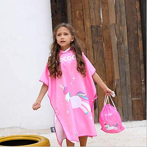 VOCOOLHooded Poncho Microfiber Towel for 2-7 Years Old Children - Unicorn