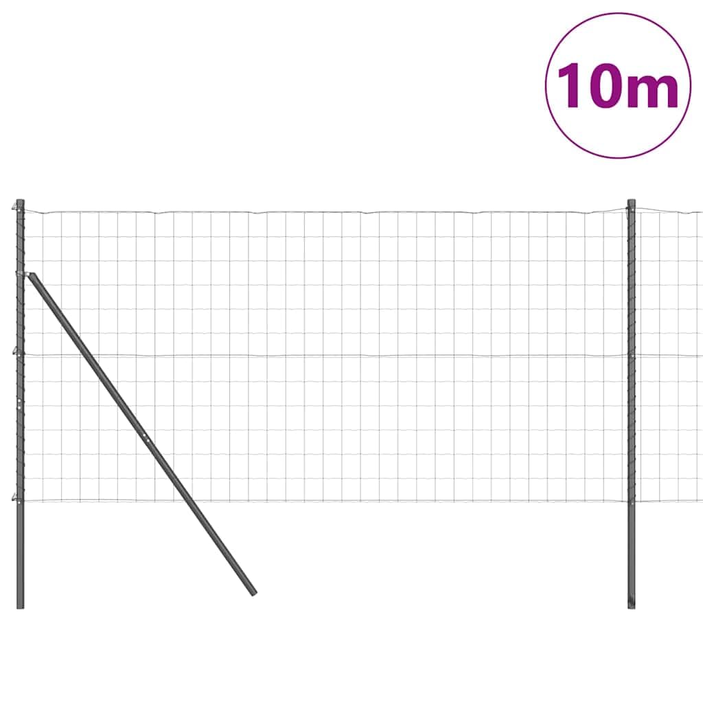 Set di pannelli per recinzione per esterni con pali, grigio, 1 x 10 m, in acciaio e PVC, moderna recinzione frangivista per giardino e terrazza, struttura robusta e resistente alle intemperie per una