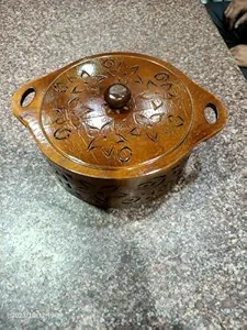 PARIK ENTERPRISES Handmade & Handcrafted Wooden Serving Chapati Box | Wooden Chapati Casserole for Dining Table to Serve The Guests Roti, Paratha, Puri, etc (Wooden 3 lit)