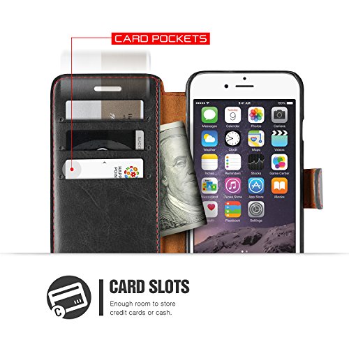 Iphone 6S Plus Case, Verus [Layered Dandy][Black] - [Premium Leather Wallet][Slim Fit] For Apple Iphone 6 6S Plus 5.5 #TOP3