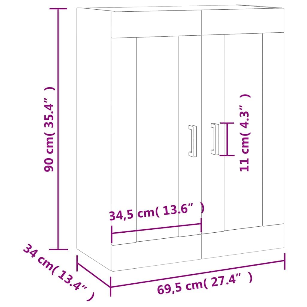 vidaXL Armoire Murale, Placard Suspendu avec Rangement, Meuble Flottant de Salon Bureau Chambre, Moderne, Sonoma Gris Bois d'Ingénierie