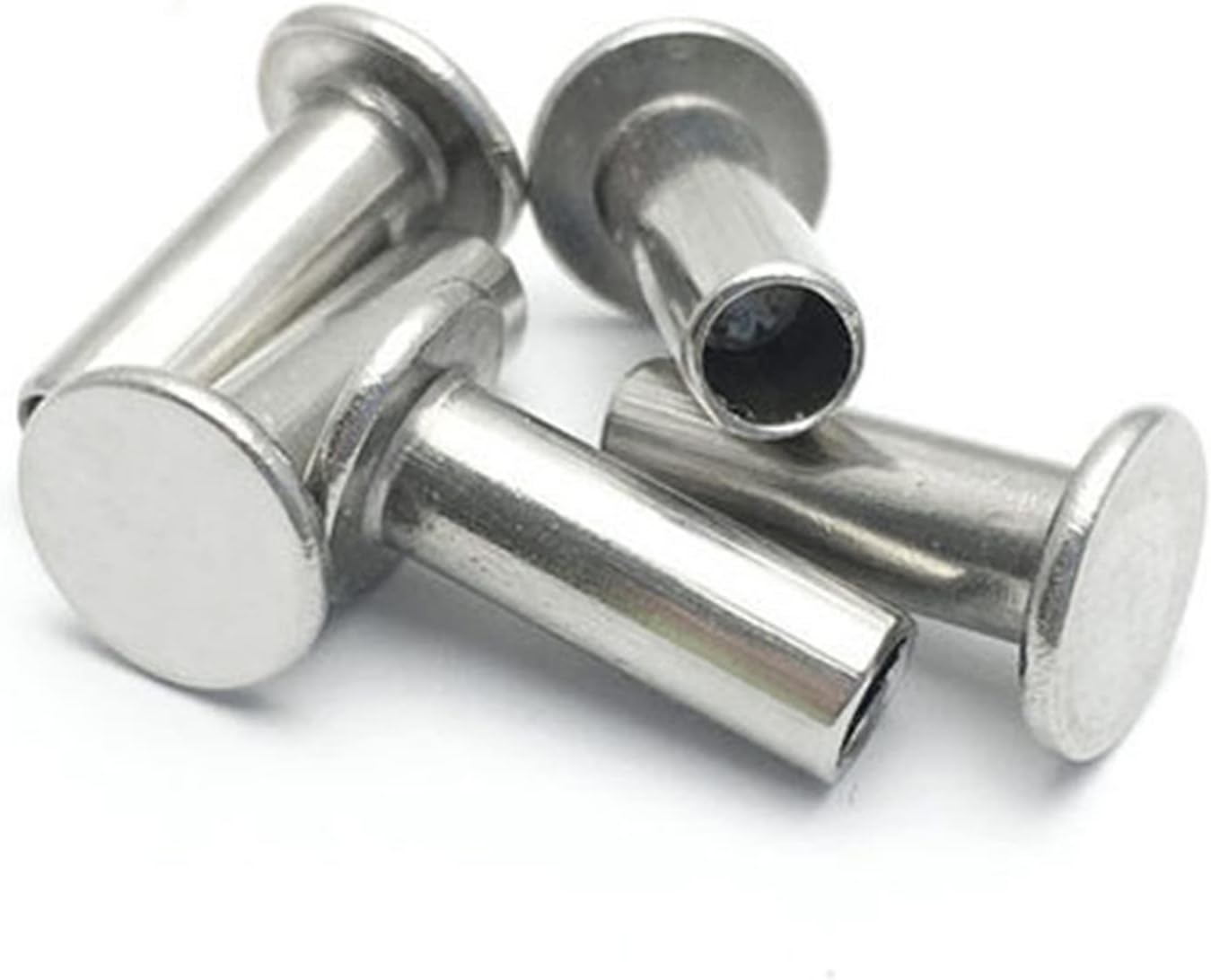 yaoqijie 10ピースM6フラットヘッド半管状リベットフラットラウンドヘッド中空ステンレス鋼304リベット7mm-24mmの長