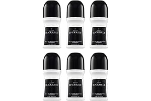 Deodorant for Men, Black Suede, Roll-On, Anti-Whitening, 6 Pack