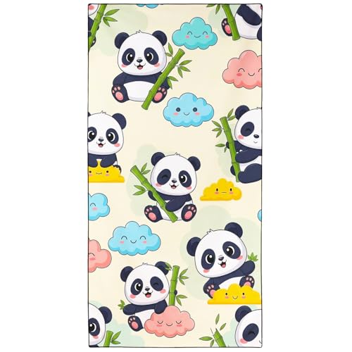 Zomer Mikrofaser Strandtuch 180x90cm Badetuch Groß Leicht Schnelltrocknend Sandfrei Strandhandtuch XXL für Sport Travel Camping Beach Gym, Panda