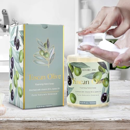 Image of ROMIIE ZOI Foaming Hand Soap, Tuscan Olive, 500ml / 16.8fl.oz | With Gift Box, Gentle cleansing, nourishes skin without drying