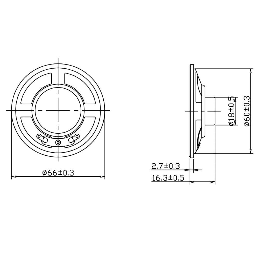 WITTKOWARE Kleinlautsprecher, Außen-Ø 66mm, 8 Ohm, 0,5W, 0 bis 4000Hz, Mylar, wetterfest