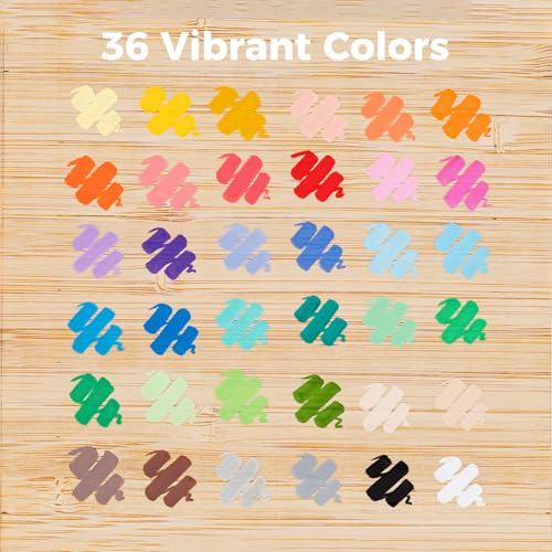 Image of Ohuhu Acrylic Paint Markers Brush Tip Top Pump 36 Colors Paint Pens Excellent Coverage Acrylic Markers Waterproof Lightfast for Rock Painting 3D Prints Egg Wood Glass Ceramic DIY Crafts - Waikiki