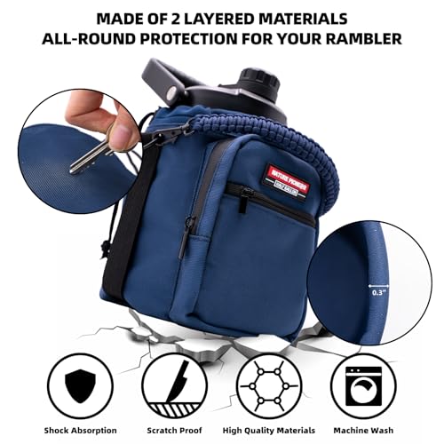 Image of NATURE PIONEOR Neoprene Insulated Water Bottle Holder with Shoulder Strap for Half Gallon 64OZ / One Gallon 128OZ Sports Water Jugs Bottles, Carrier /Pouch Sleeve for Outdoor Camping, Hiking, Fishing