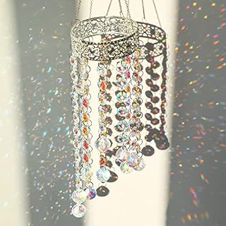 H&D HYALINE & DORA Crystal Suncatcher Wind Chimes,Crystal Prisms Balls Pendant,Rainbow Maker Wind Chime for Outside