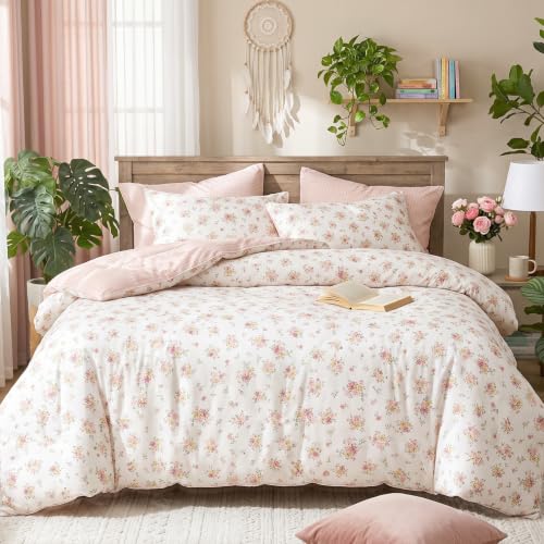 Freyamy Blumen Bettwäsche 135x200 2teilig Cremeweiß Rosa Mikrofaser – Ansicht 6