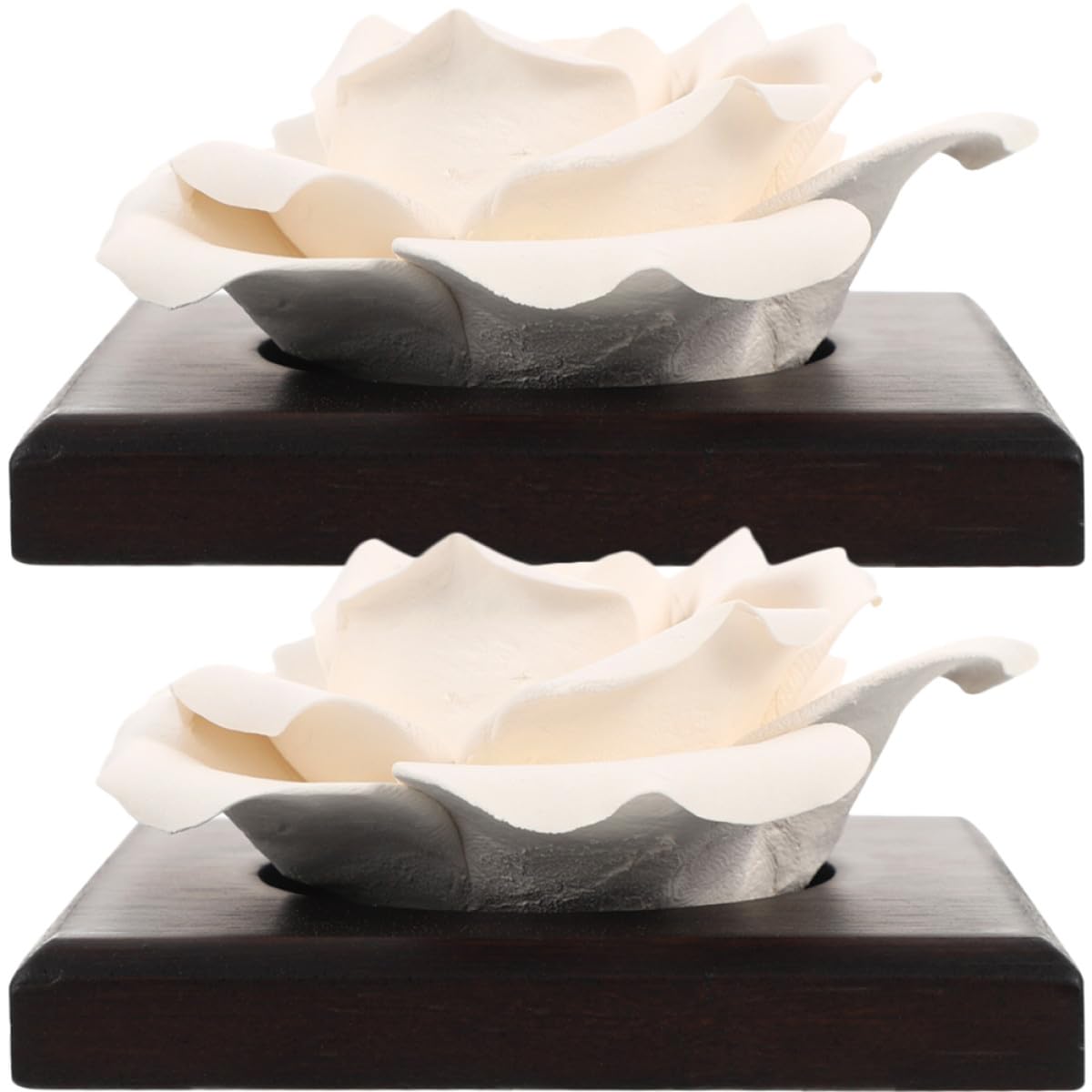 GARVALON Lot de 2 Diffuseurs de Parfum en Céramique de Rose Décor D’Arôme pour Voiture et Maison Diffuseur D’Huile Essentielle Passif Design Floral Élégant Surface Polie Lisse Couleur
