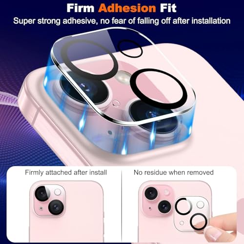 Image of Camera Lens Protector Compatible with iPhone 15 Plus (Pack of 3) | 9H Tempered Glass Camera Lens Guard | Scratch Resistant | HD Clear | Anti-Fingerprint | Easy Installation | Bubble Free