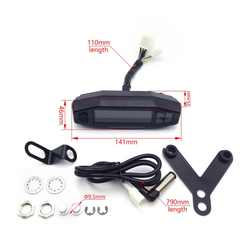 Universal LCD Digital Motorcycle Meter Speedometer Odometer RPM Fuel Gauge Compatible avec la plupart des motocycles Dirt Bikes ATVs et véhicules similaires