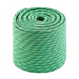 Hopeseily Static Climbing Rope, 3/8 Inch x 200ft Outdoor 48 Strands Polyester Rope for Rappelling Arborist Swing Rescue Safety Escape Hiking Camping Mountaineering Caving Emergency, Green