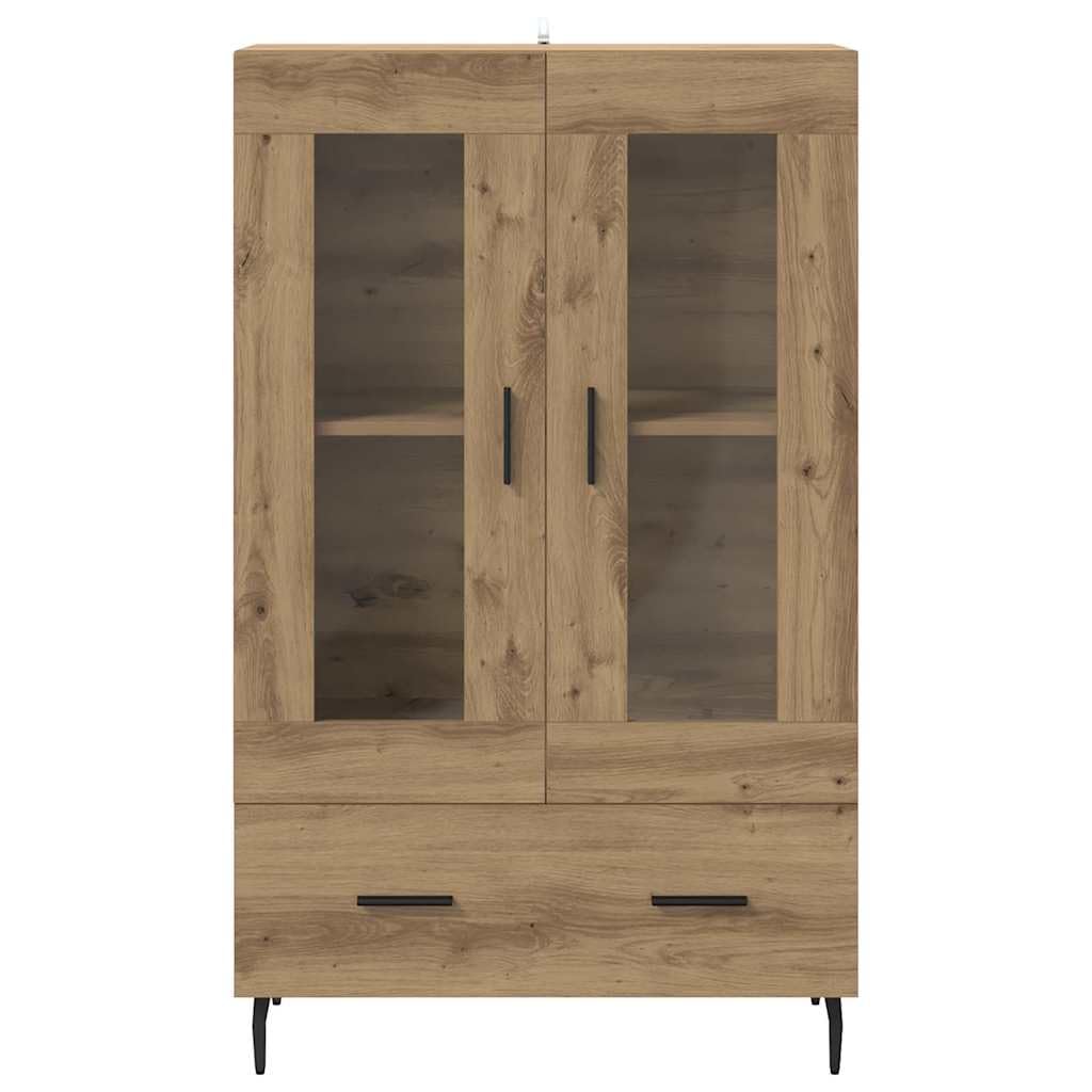 vidaXL Haut Armoire avec tiroir Chêne Artisanal 69,5 x 31 x 115 cm, Salon Moderne, Buffet Rectangulaire, Meuble Bois, Espace Ample, Legs Métalliques, Pratique et Chic