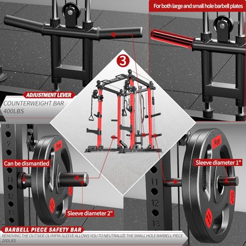 Image of Power Rack Power Cage Multi-Function Squat Rack with Cable Crossover System Selectable More Training Attachment Power Rack for Garage & Home Gym