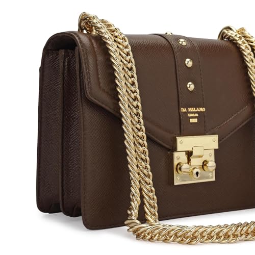 Image of Da Milano Leather Shoulder Bag for Women (00349D-OL)