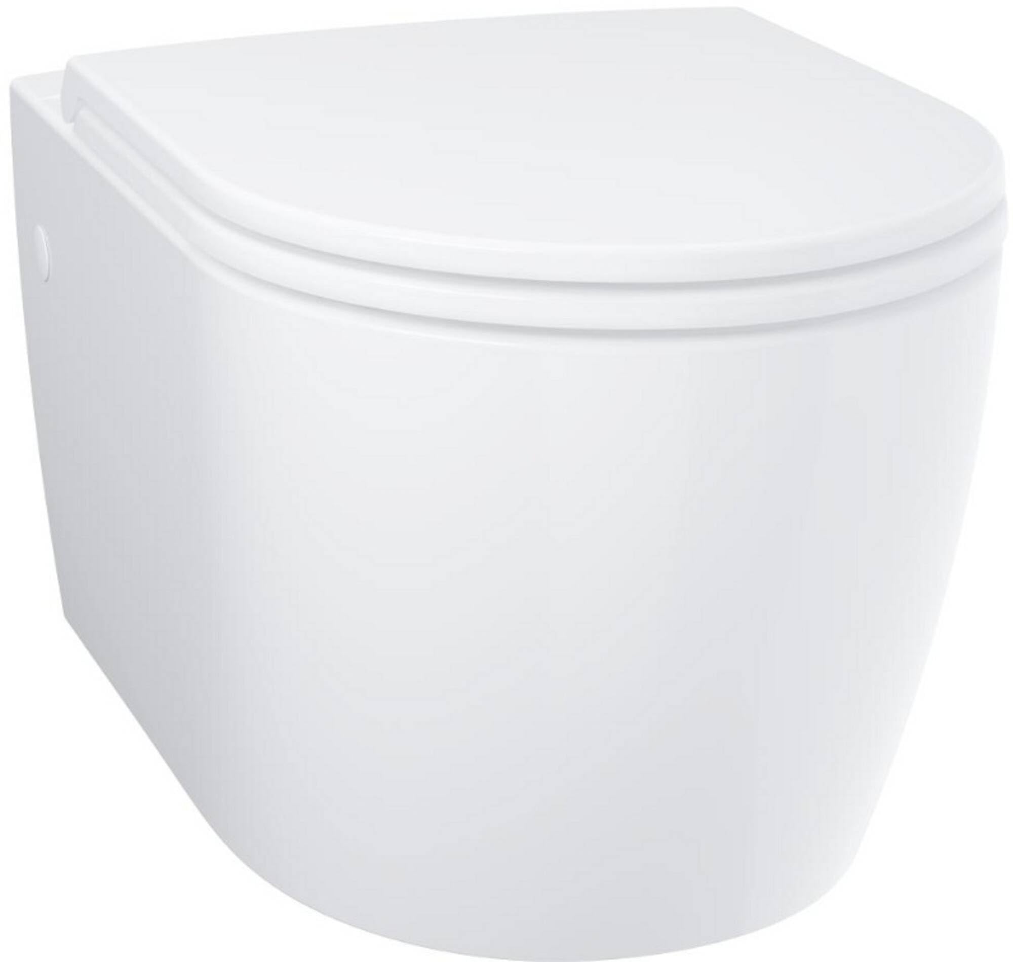 GROHE Start 103848SH00 - Juego de inodoro redondo de cerámica para cisterna oculta (asiento y tapa de cierre suave Duroplast, inodoro sin borde, lavado, salida horizontal, volumen de descarga de 3/5