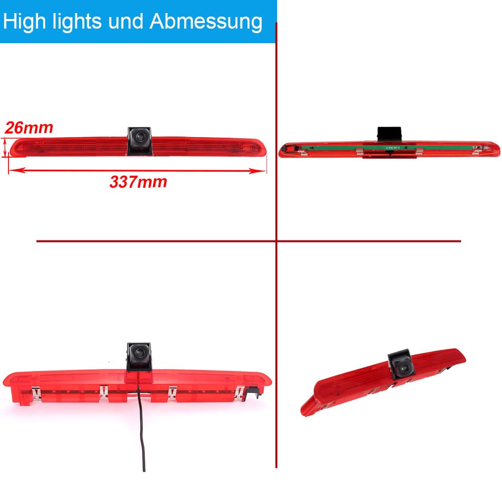 Lampa hamowania HD kamera cofania z wyświetlaczem LCD 4,3 cala zamiennik lusterka wstecznego do VW T6 tylnej klapy wysokiego dachu, światło hamowania, transporter, biznes, MPV, SUV Bus