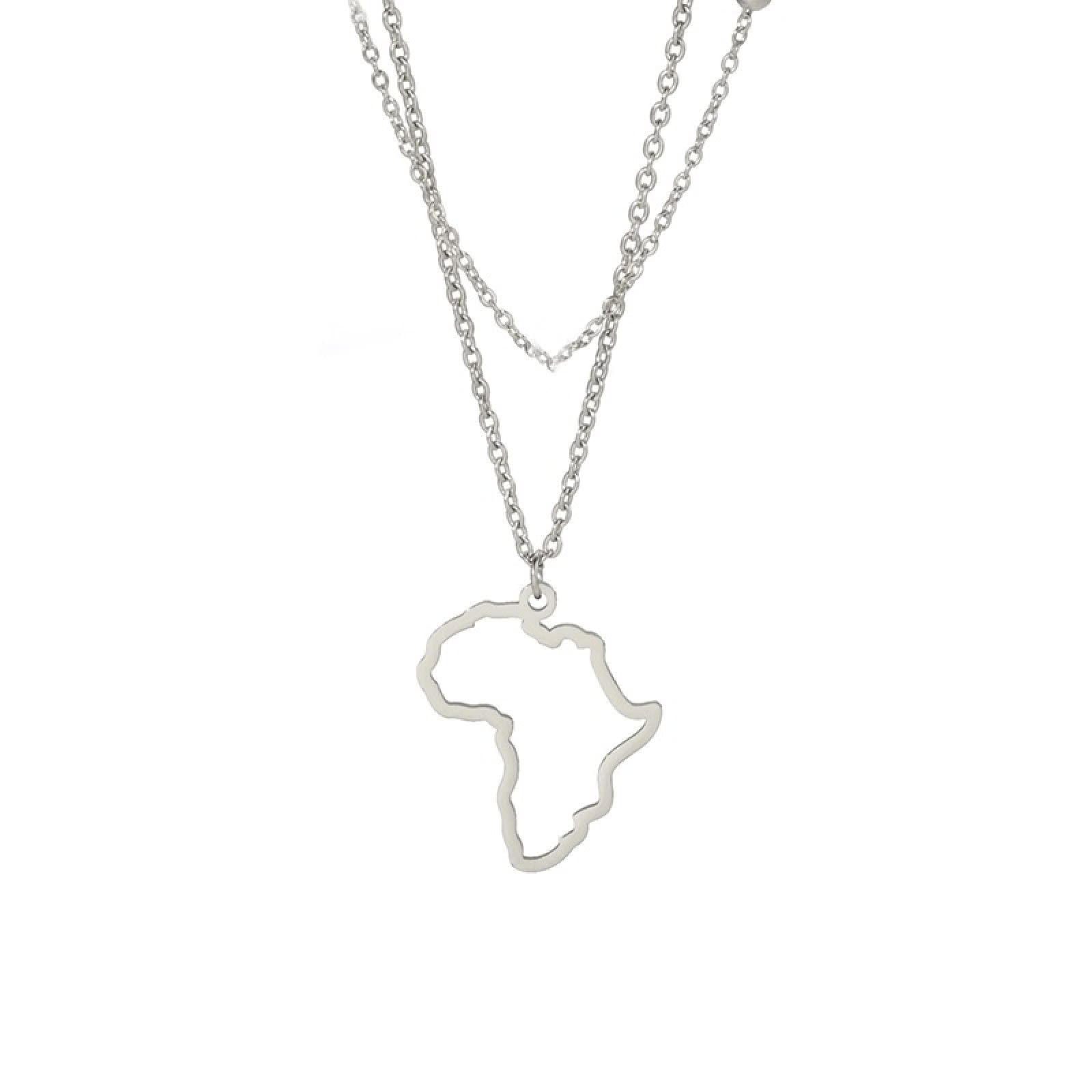 Fengjiaren Unisex Silver South Africa Map Pendant Necklaces - Hollow South Africa Map Outline Necklace African Continent Pendant Collar Choker For Minimalist Jewelry,