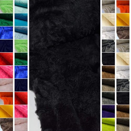 StoffBook schwarz kuschelfell kunstpelz teddyfell zottelfell stoff für nähen basteln plüschstoff fellimitat kinder und diy-projekte, d106