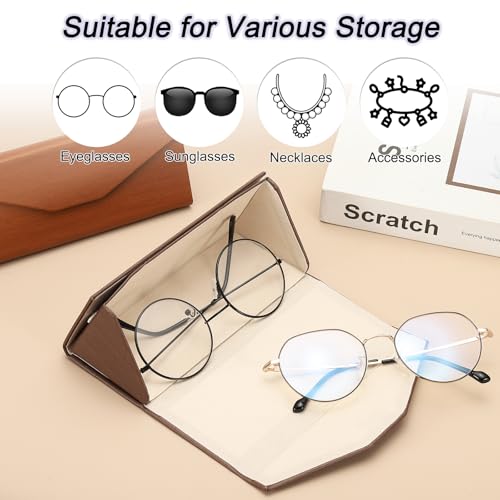 Image of PATIKIL Foldable Glasses Case, Triangle Magnetic Sunglasses Organizer Case PU Leather Eyeglass Case with Cloth for Glasses