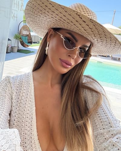 Retro Half-Frame Cat Eye Sunglasses for Women, 2025 Trendy Narrow Gold Semi-Rimless Y2K Sunglasses2