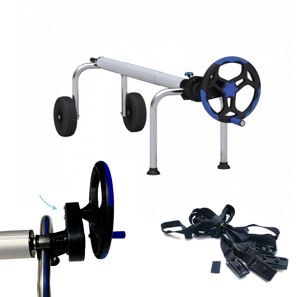 Piscihogar Enrollador Manta Piscina Thermal Lux 8.0 |hasta 1000 micras |Tubo Central Extensible de 1,0-6,2 a 8,0 m