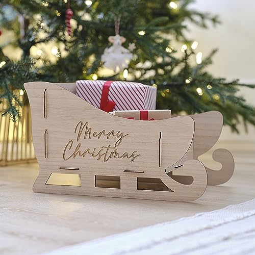 Ginger Ray Christmas Present Wooden Sleigh to Fill Stocking Alternative