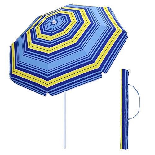 SONGMICS 7 ft Patio Umbrella with Fiberglass Ribs, Beach Umbrella, Heavy Duty Outdoor