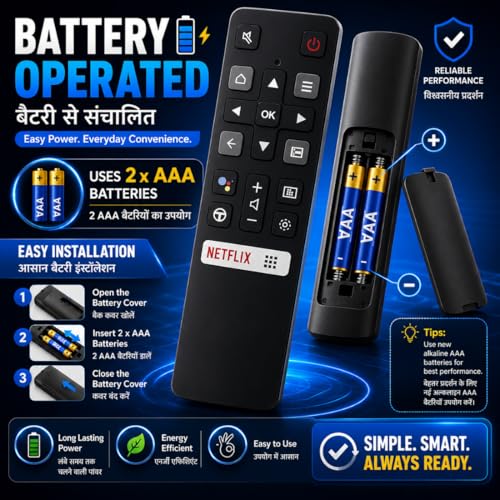 Image of Supreme E-Commerce Replacement Remote Control Suitable for TCL Smart TV, TCL Android TV & TCL 32 42 55 Inch led TV, No Programming Needed, Non Voice Command, Verify Before Purchase