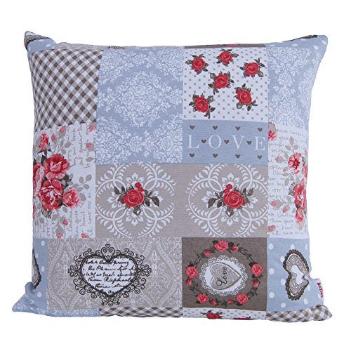 betiesDorfkinder Kissenhülle ca. 40x40 cm Kissenbezug in großer Sortiments- und Größenauswahl - Shabby Chic für den perfekten Landhaus Style Farbe (Taupe-rot)