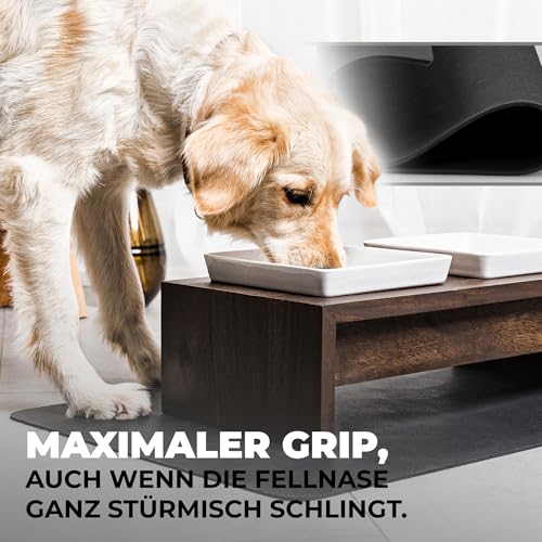 Miggo® Saugfähige Premium Napfunterlage für Katzen und Hunde 70x100 cm Schwarz Futtermatte Futterunterlage Hundenapf Fressnapf Katze rutschfeste Unterlage Für Futter, Wasser, Brunnen, Kunstleder XXL