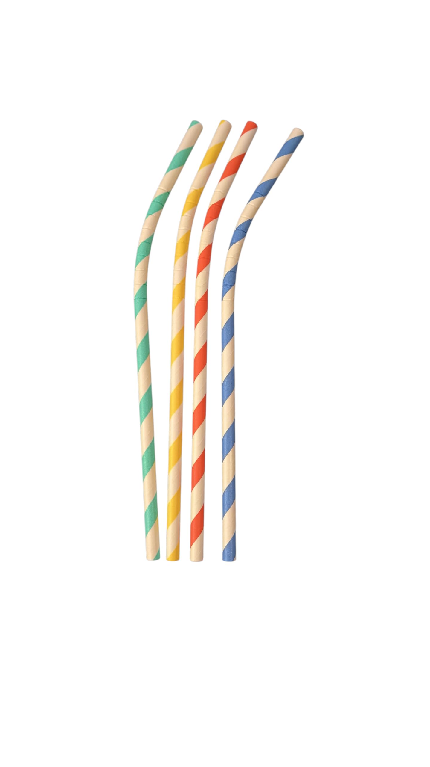 Lot de 1000 Pailles en Papier Flexibles & Colorées 20 cm x 6 mm – Paille Pliable (Ne ramollit pas : 3 Couches) – Biodégradable – Blanc avec Motifs Jaune, Vert, Bleu, Rouge