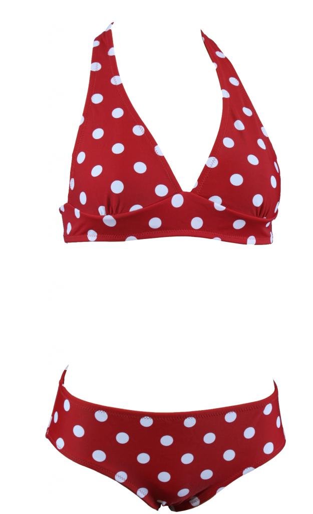 Aloha Beachwear, bikini da donna in stile vintage con reggiseno a triangolo, stampa a pois, articolo A7029