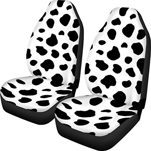 Cow Skin Print Car Seat Covers for Men Universal Compatible Bucket Seat Protector Polyester Sponge Material Interior Cover