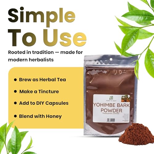 herb to body yohimbe bark powder  4 oz wildcrafted dried yohimbe powder sourced from africa for herbal tea and traditional uses