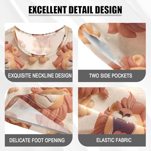 ALAZA Lovely Lion 3D Pajamas Short Sleeve 2 Piece Sleepwear Top and Bottom Pajama Set Unisex4