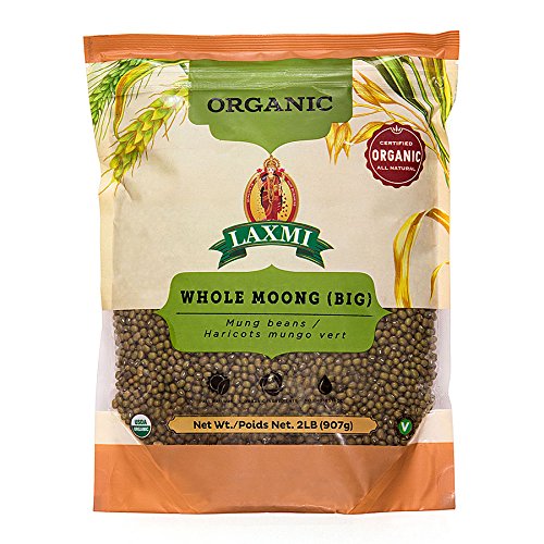 Laxmi Organic Whole Moong, Mung Bean Seeds - 2lbs for Cooking & Sprouting