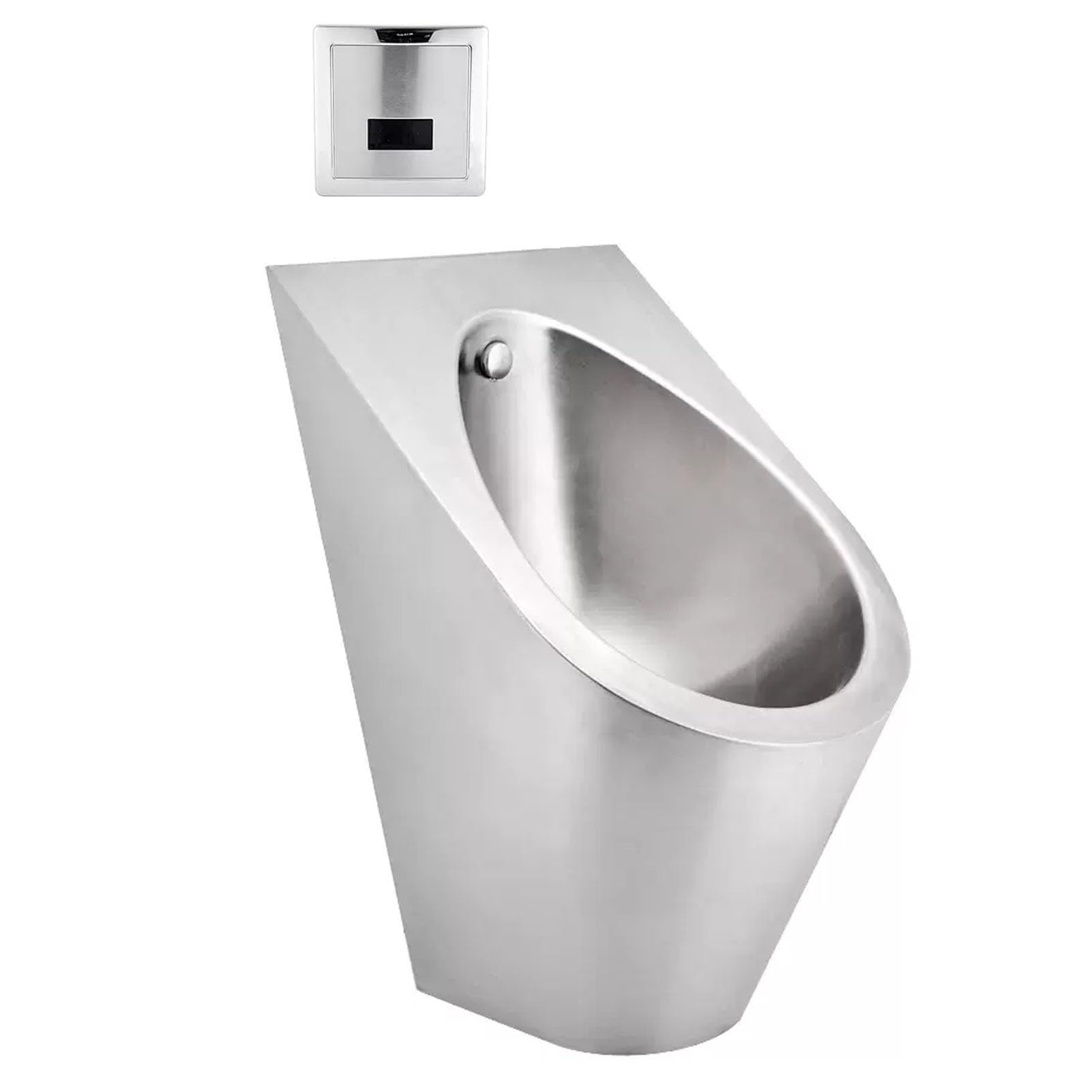 OTQEFTN 304 Stainless Steel Urinal, Men's Urinal Troughs with Sensor Flush Valve, Commercial Residential Washout High-Efficiency Urinal, Space-Saving Toilet