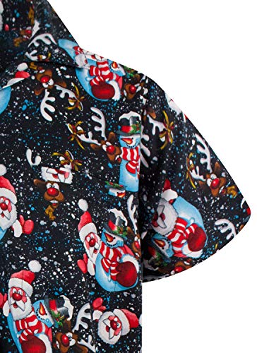 V.H.O. Funky Hawaiian Shirt, Christmas Snowflakes, Black, XL4