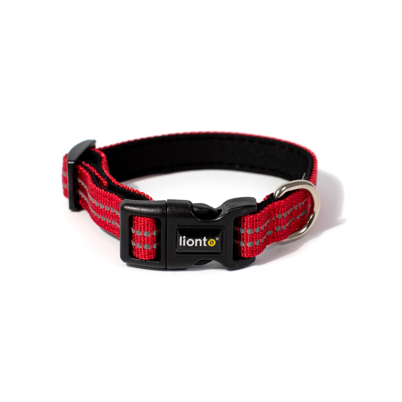 lionto Collar de Perro Acolchado Collar de Nylon Reflectante Impermeable Ajustable, Tamaño XS, Rojo