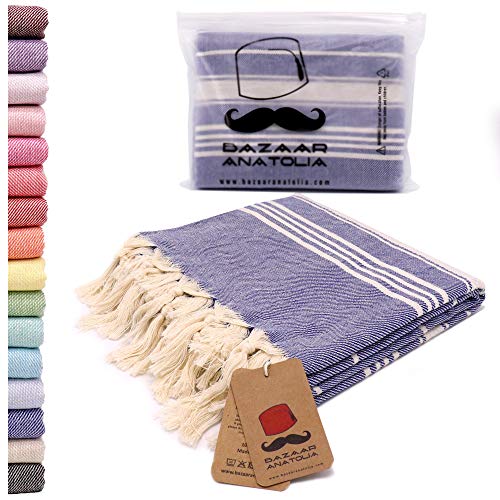 Bazaar Anatolia Stripe Turkish Towel 100% Cotton Peshtemal Bath Towel 75x38 Thin Lightweight