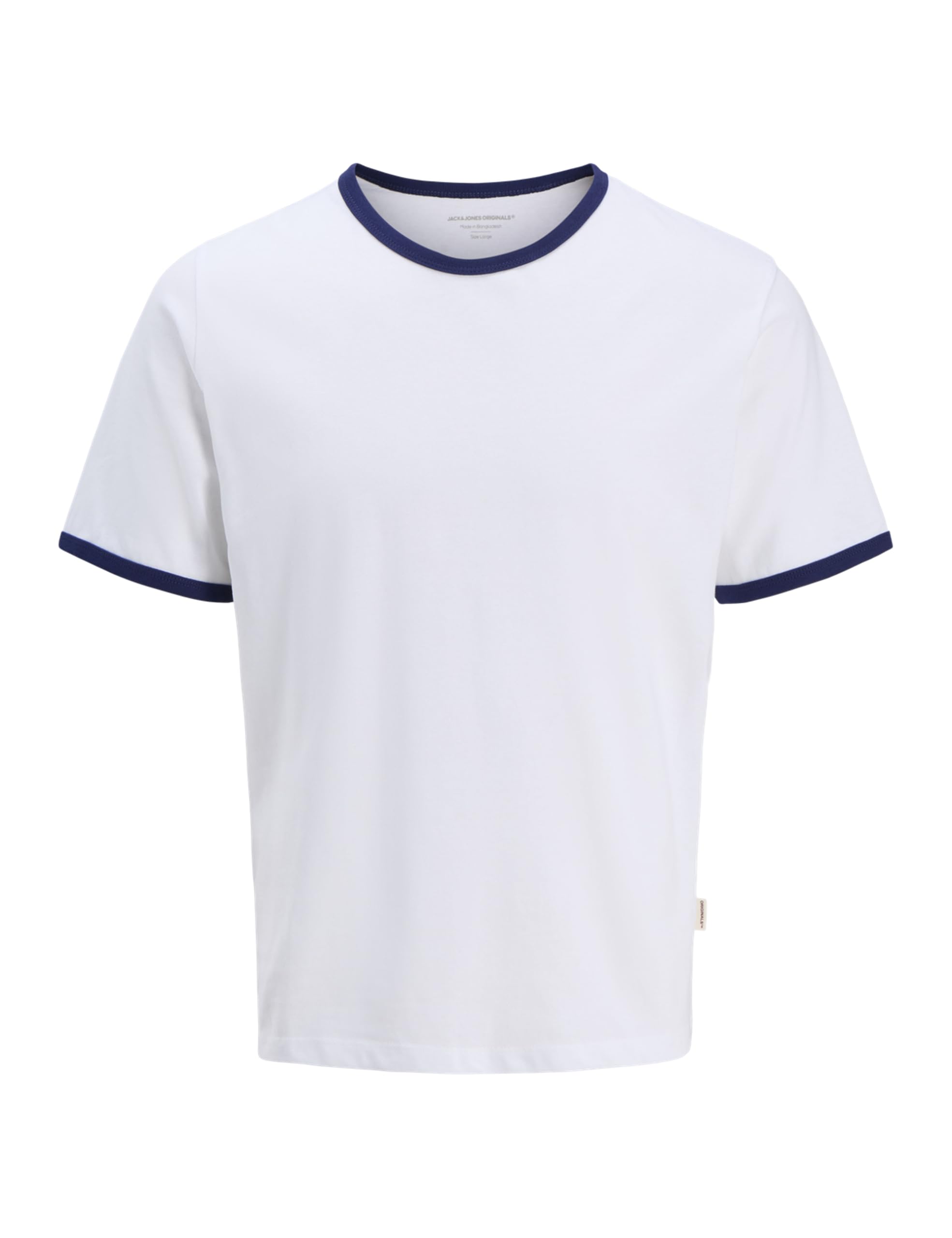 JACK & JONES Men's Jorformentera Ringer Tee SS Crew Neck, Bright White, S