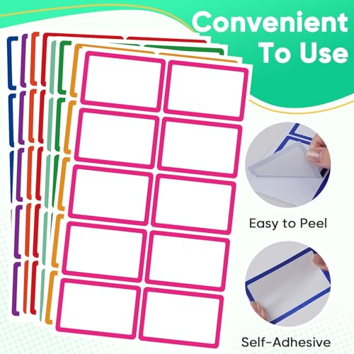 Image of 400 Pcs Name Tags Sticker, 3.5 inchx2.25 inch Blank Name Tags with Colored Border, Colorful Name Labels Adhesive Identification Name Badges for School, Office, Meeting, Family Parties